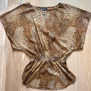 ANIMAL PRINT SHELL Flowy mesh graceful drape elastic waist